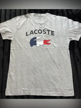 New Men’s Lacoste Graphic Gray T-shirt Size L